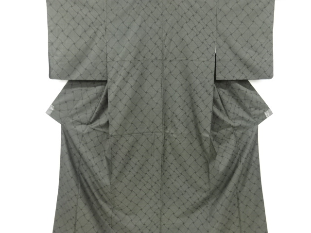 JAPANESE KIMONO / VINTAGE KIMONO / SILK / DORO OSHIMA TSUMUGI / WOVEN MESH PATTERN / 7MARUKI
